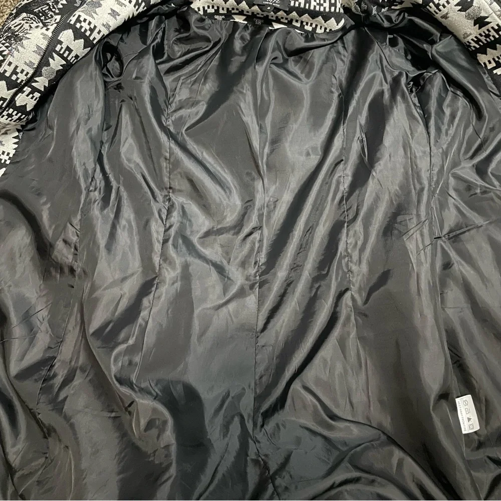 Vintage Tapestry Coat Patchwork 90's LARGE Western Tribal Floral Peacoat Small - Picture 9 of 11